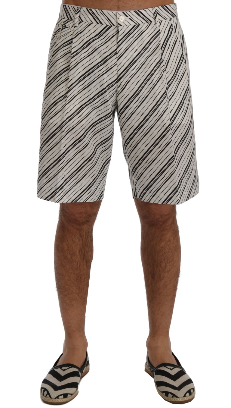 Dolce & Gabbana - White Black Striped Casual Shorts