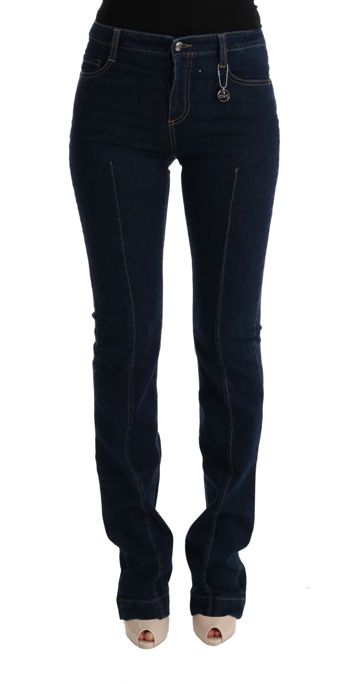 Costume National - Blue Cotton Bootcut Flared Jeans