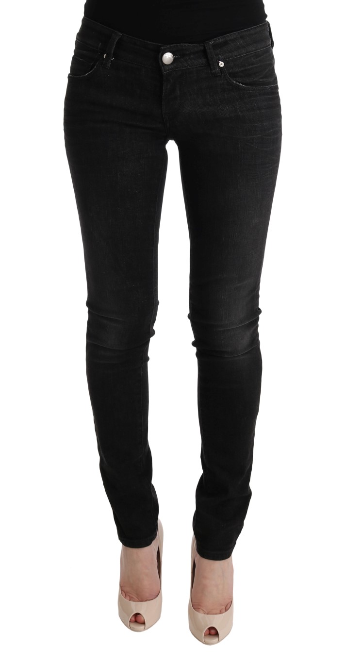 Acht - Black Denim Cotton Bottoms Slim Fit Jeans