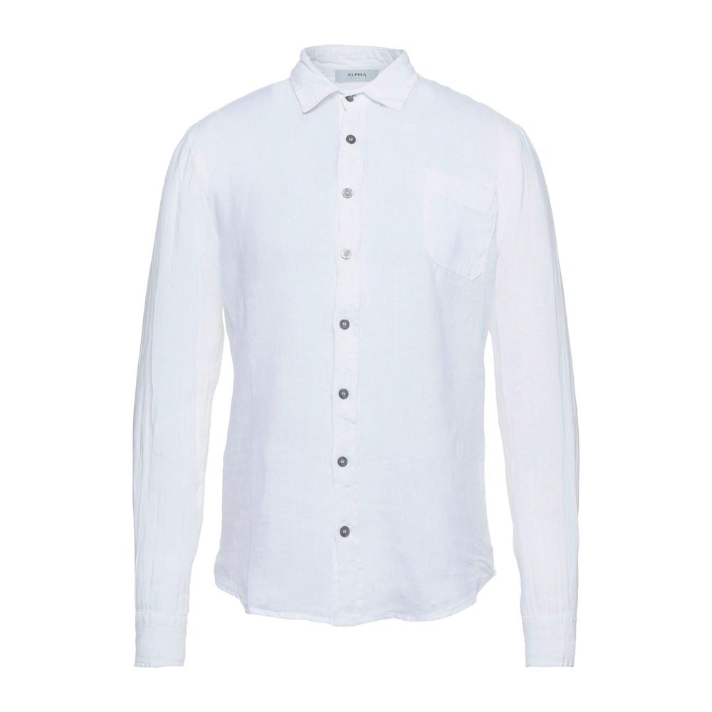 Alpha Studio - Elegant White Linen Shirt for Men