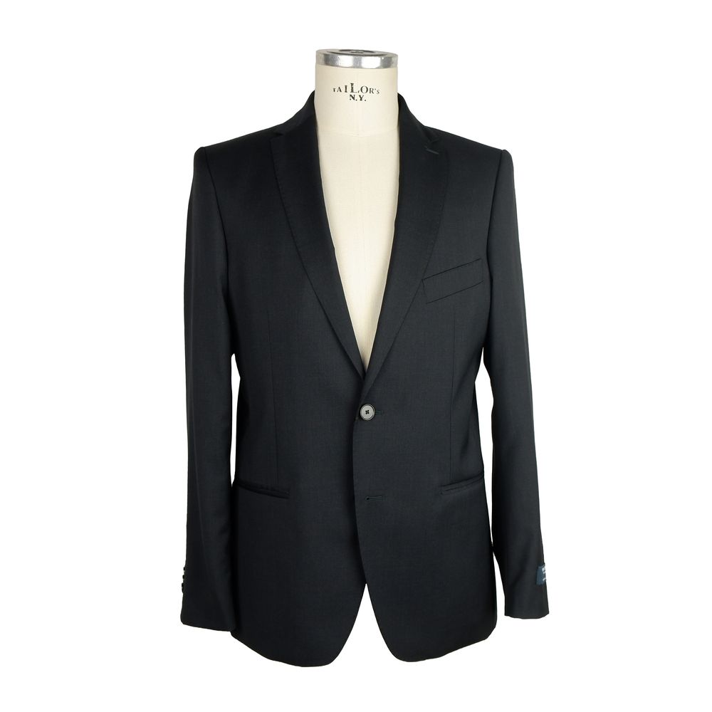 Made in Italy - Black Wool Men Suit