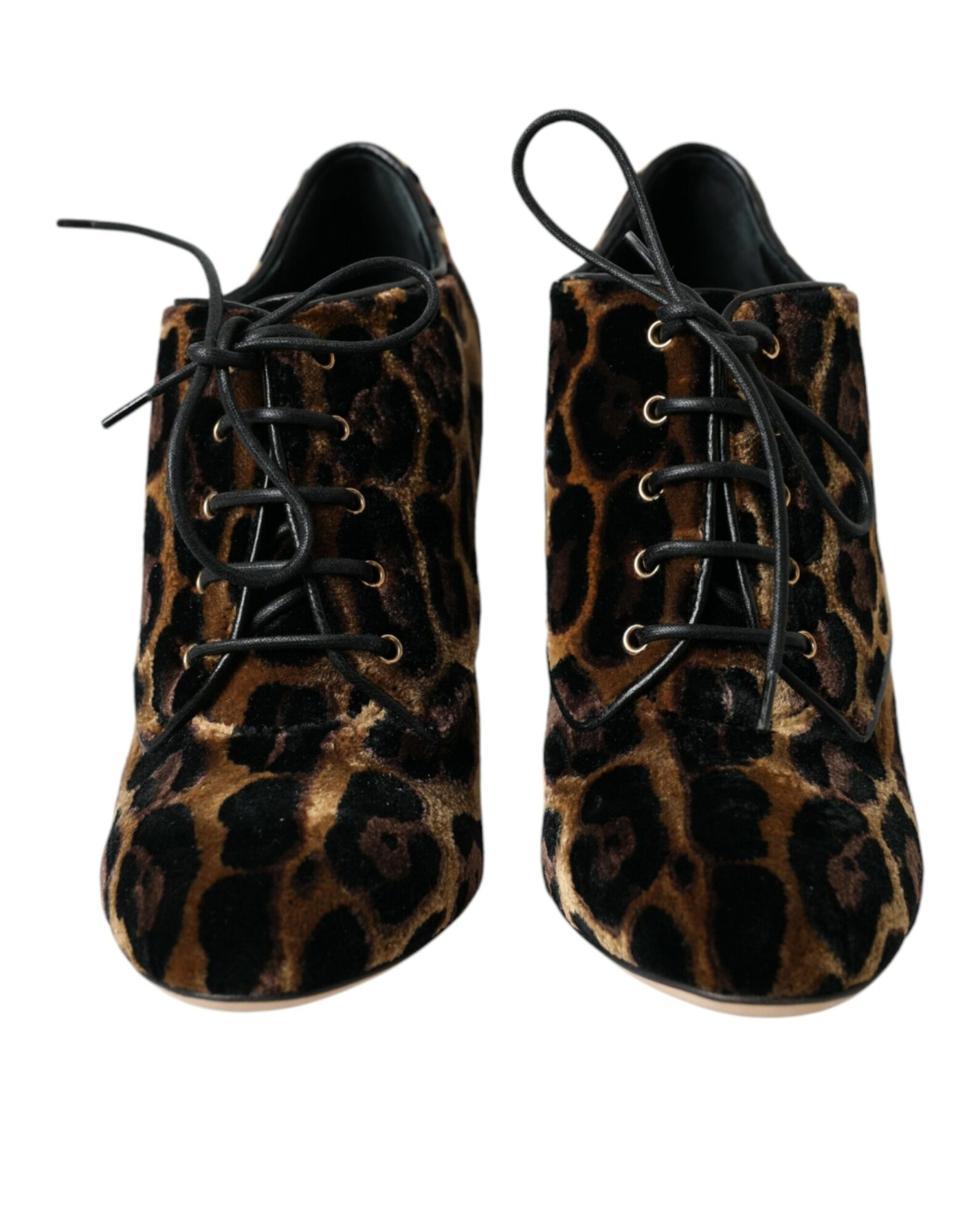Dolce & Gabbana - Brown Leopard Hair Lace Up Booties Shoes