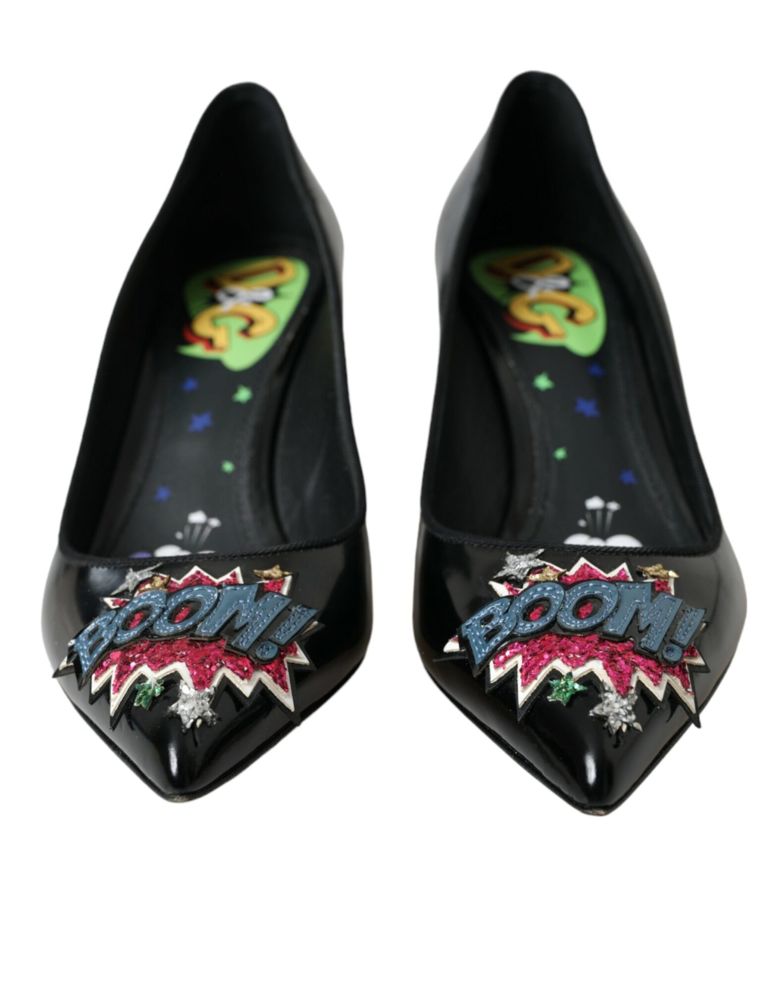 Dolce & Gabbana - Black Leather BOOM Patch Heels Pumps Shoes