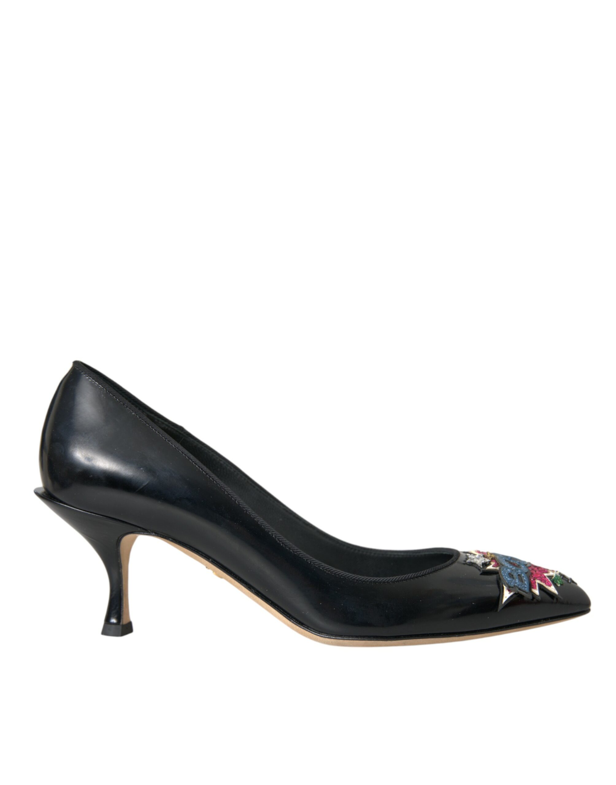 Dolce & Gabbana - Black Leather BOOM Patch Heels Pumps Shoes