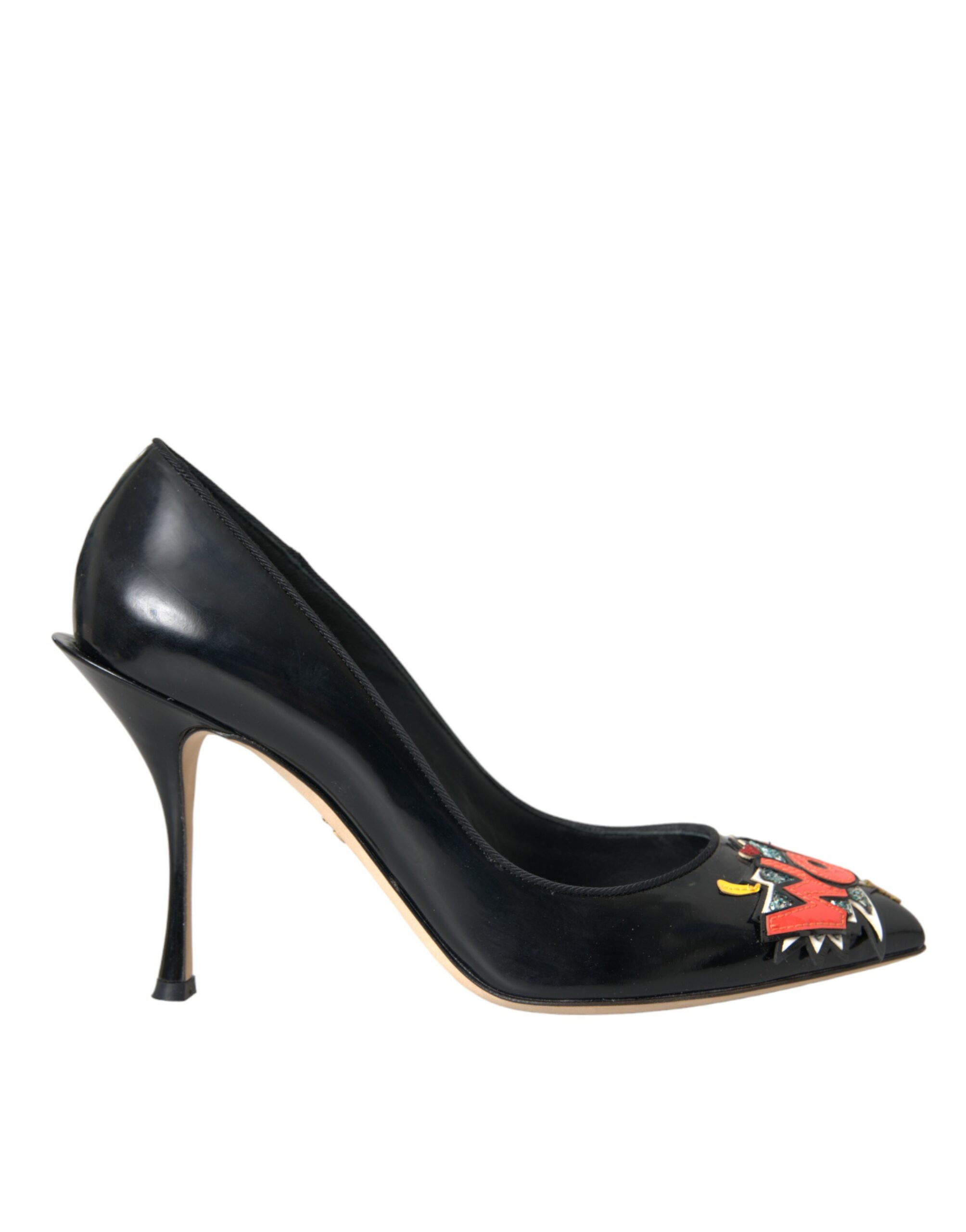 Dolce & Gabbana - Black Leather WOW Patch Heels Pumps Shoes