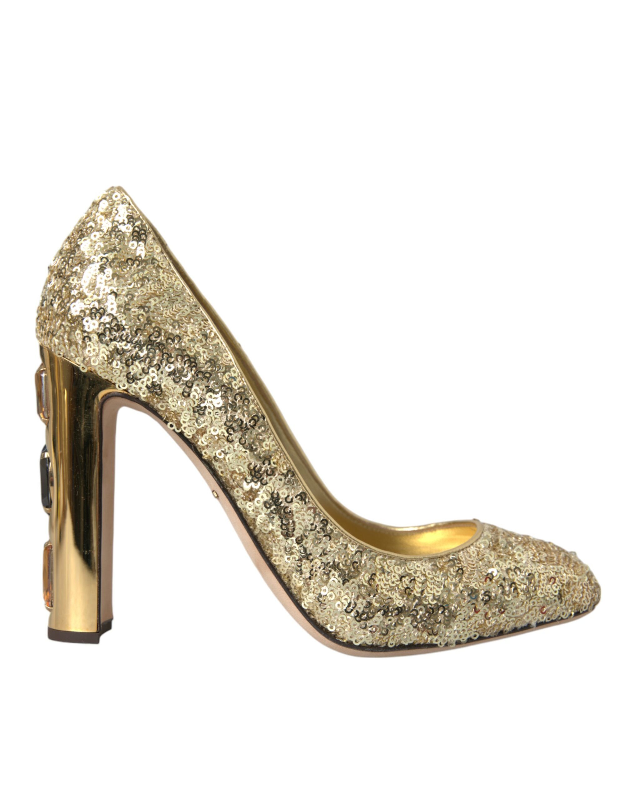 Dolce & Gabbana - Gold Sequin Crystal Heels Pumps Shoes