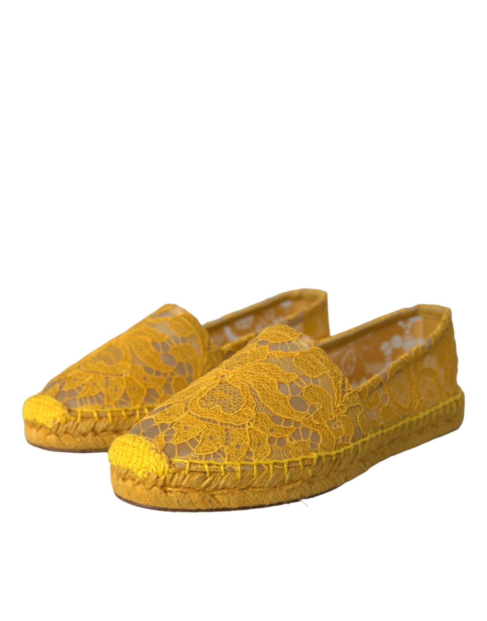 Dolce & Gabbana - Yellow Taormina Lace Espadrille Loafers Flats Shoes