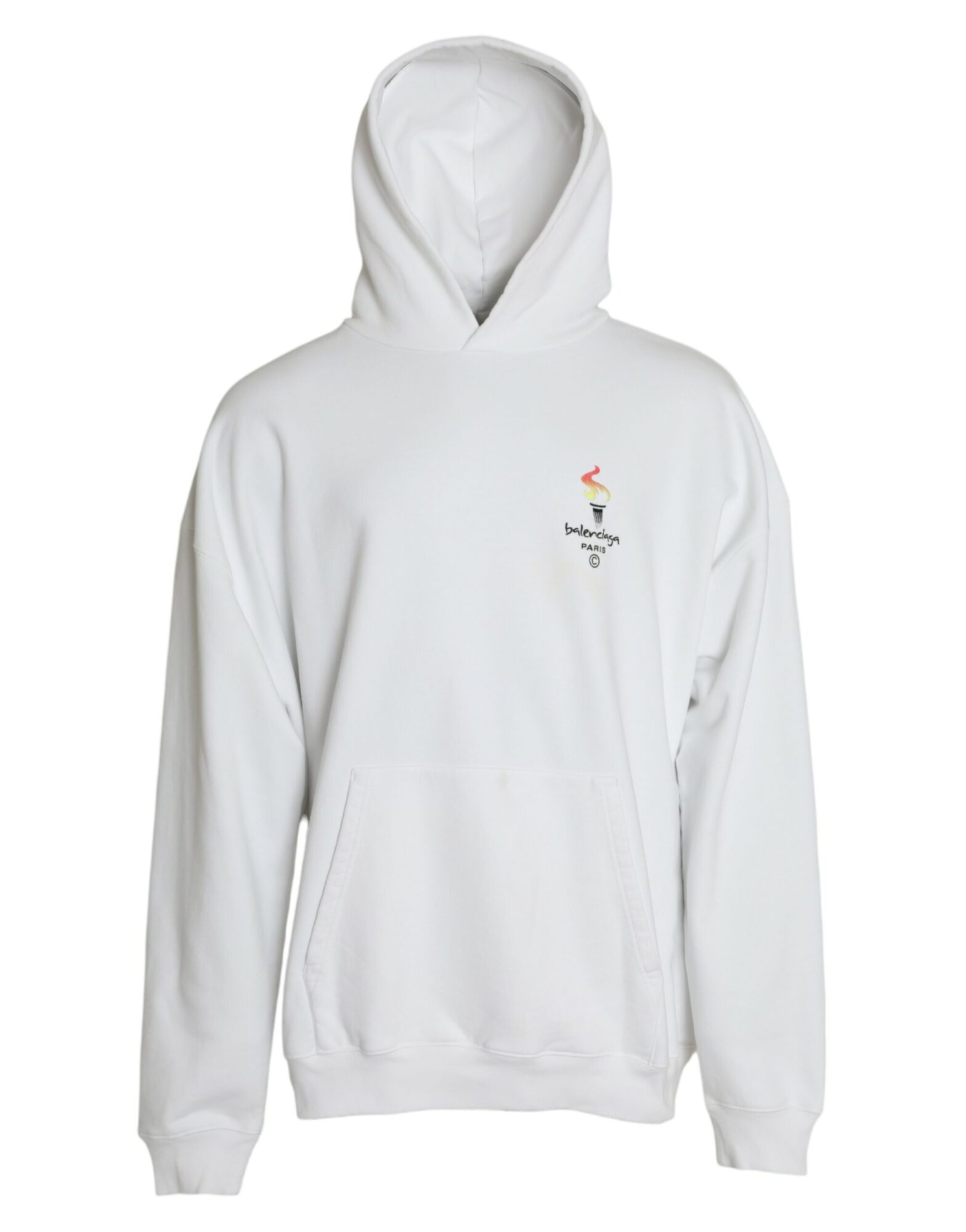 Balenciaga - White Cotton Logo Hooded Pullover Sweatshirt Sweater