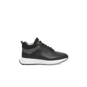 Black Cowhide Women Sneaker