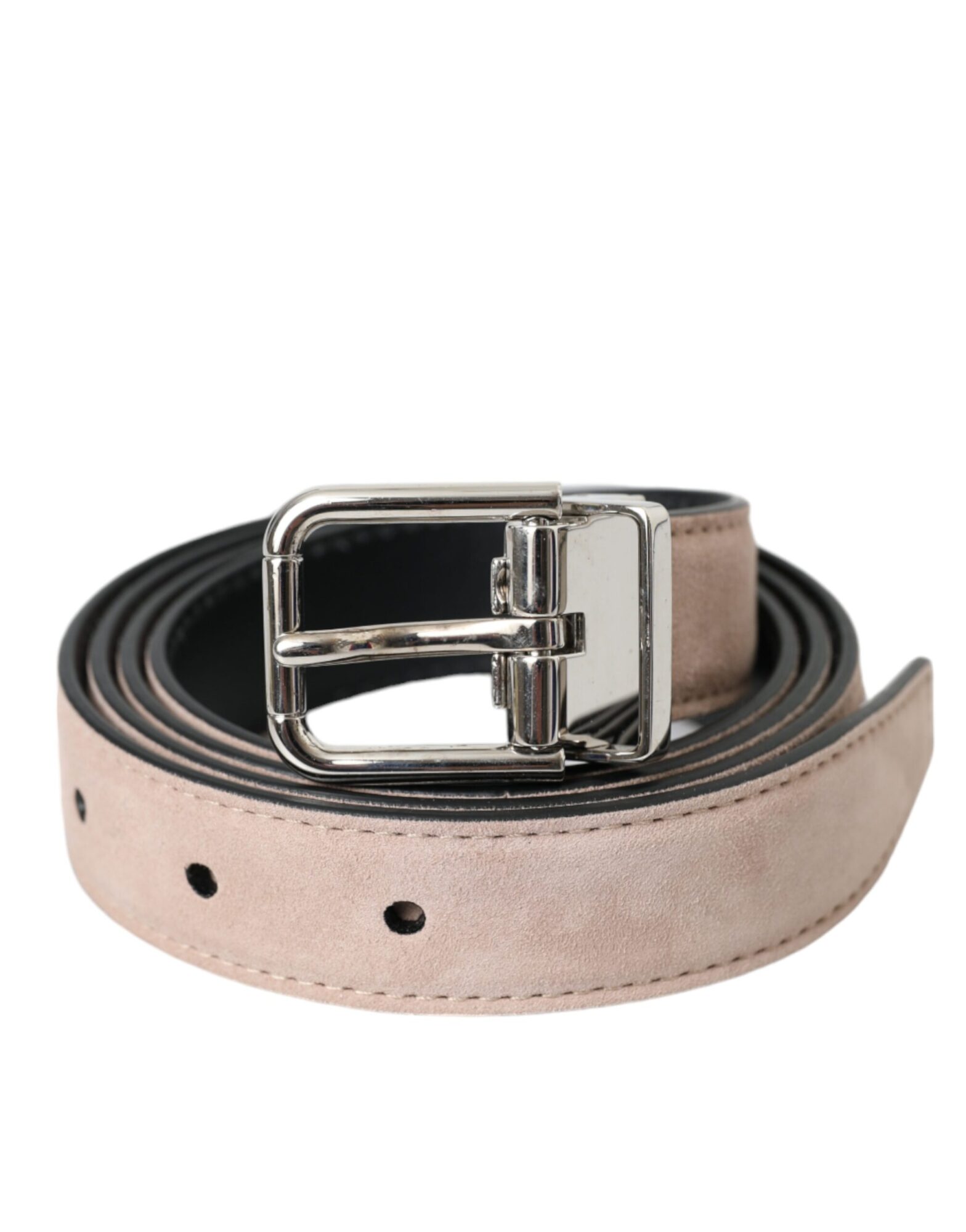 Dolce & Gabbana - Beige Suede Leather Silver Buckle Belt Men