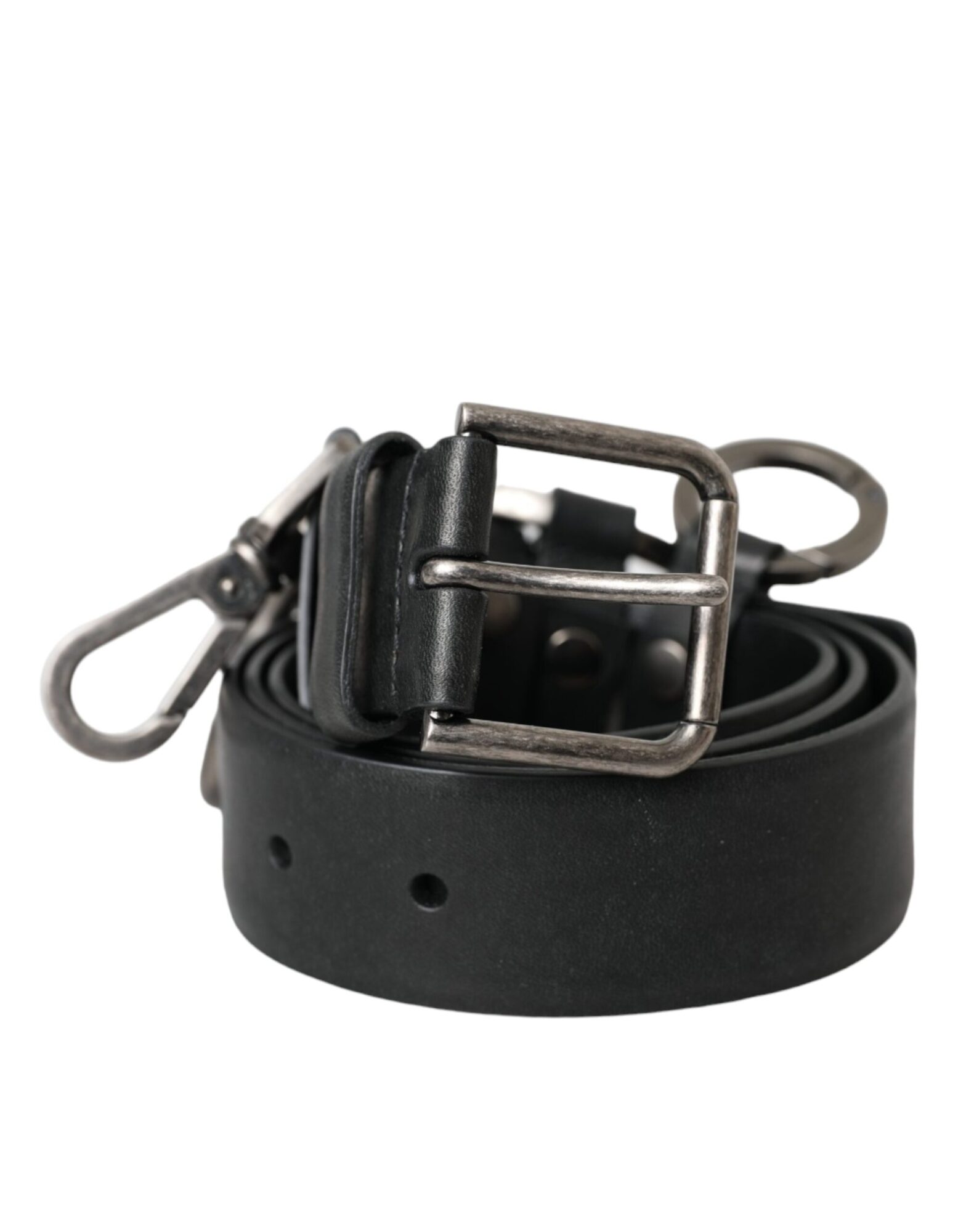 Dolce & Gabbana - Black Calf Leather Silver Metal Buckle Belt