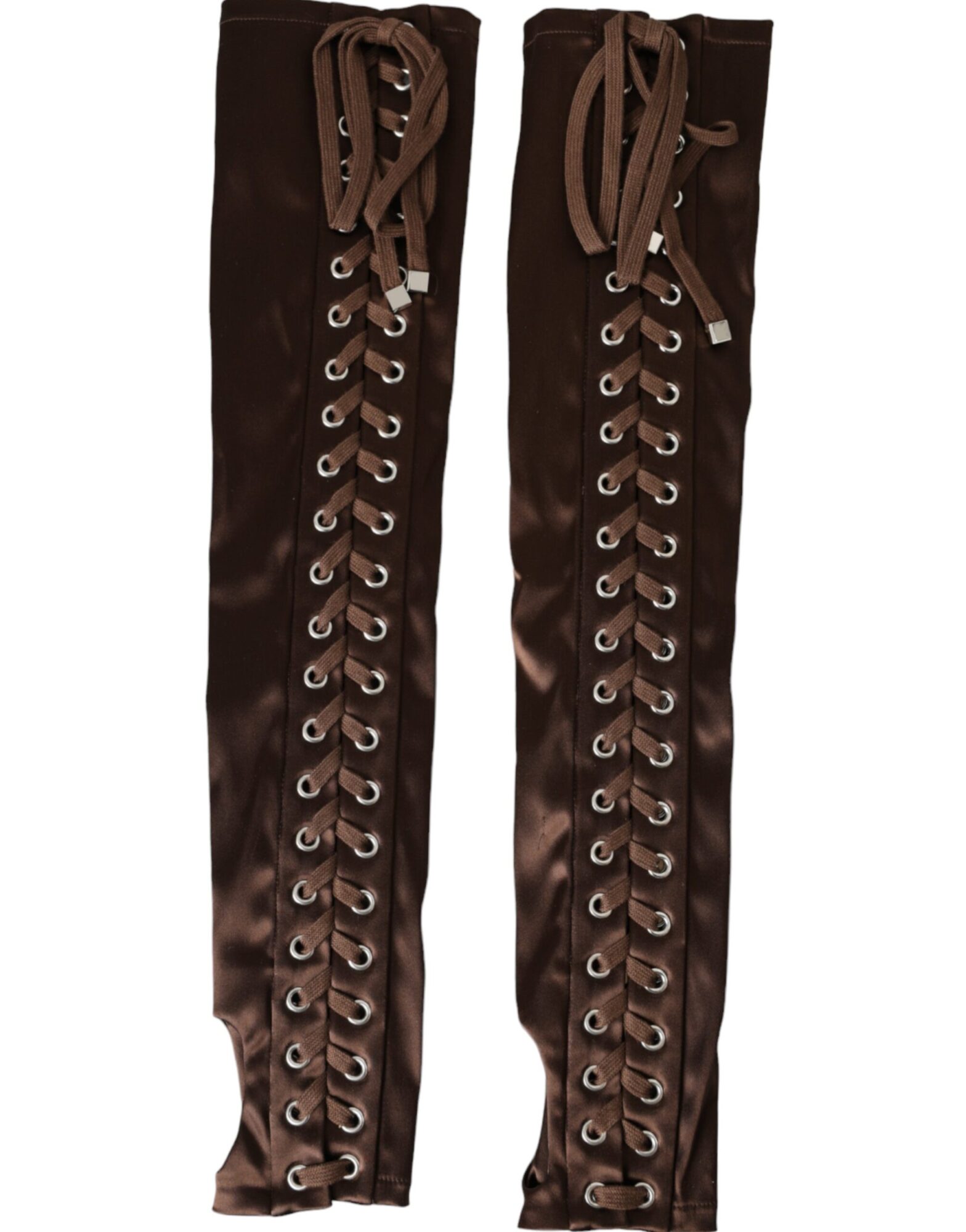 Dolce & Gabbana - Brown Acetate Lace Up Fingerless Gloves