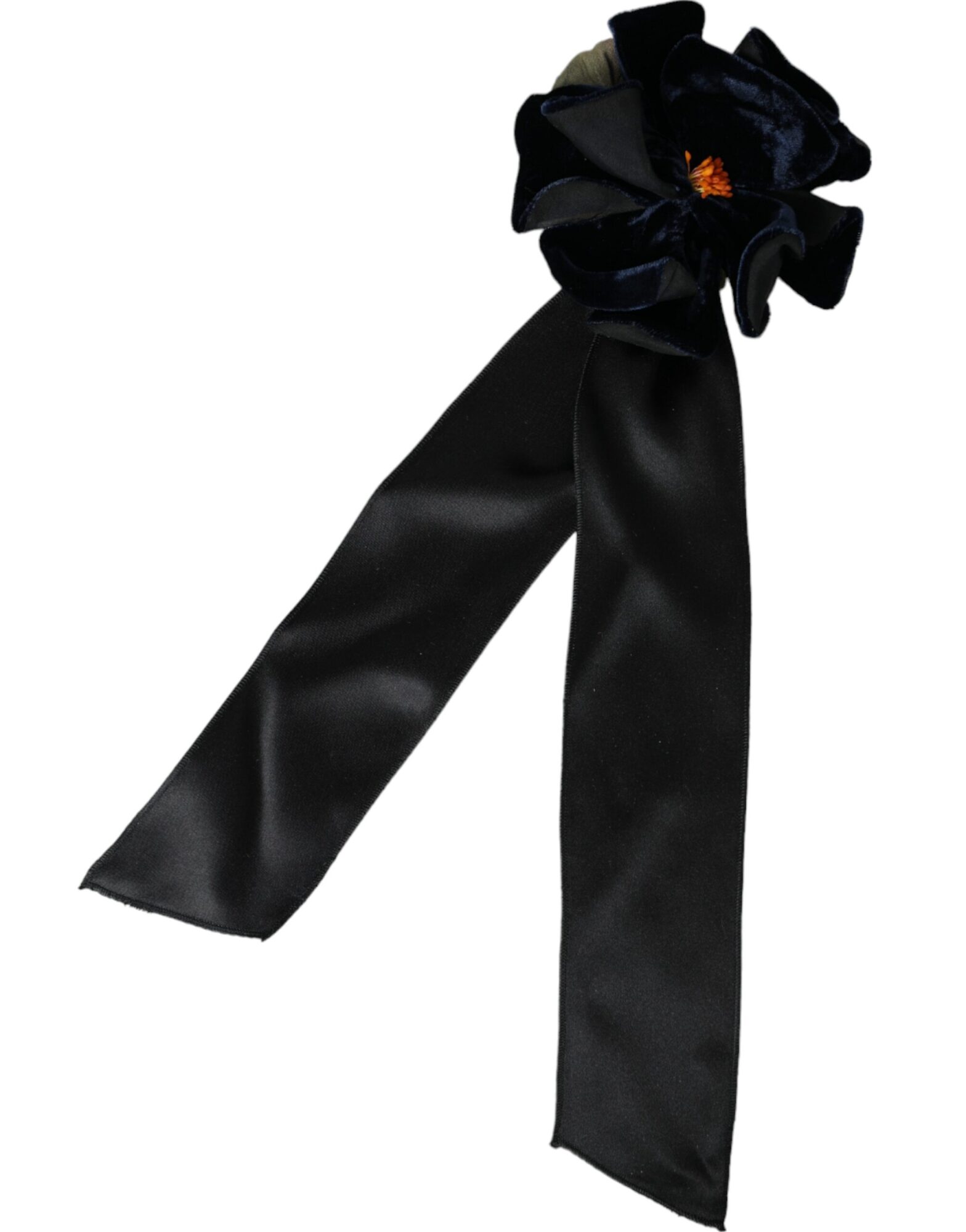 Dolce & Gabbana - Black Silk Gold Brass Floral Hair Pin Brooch
