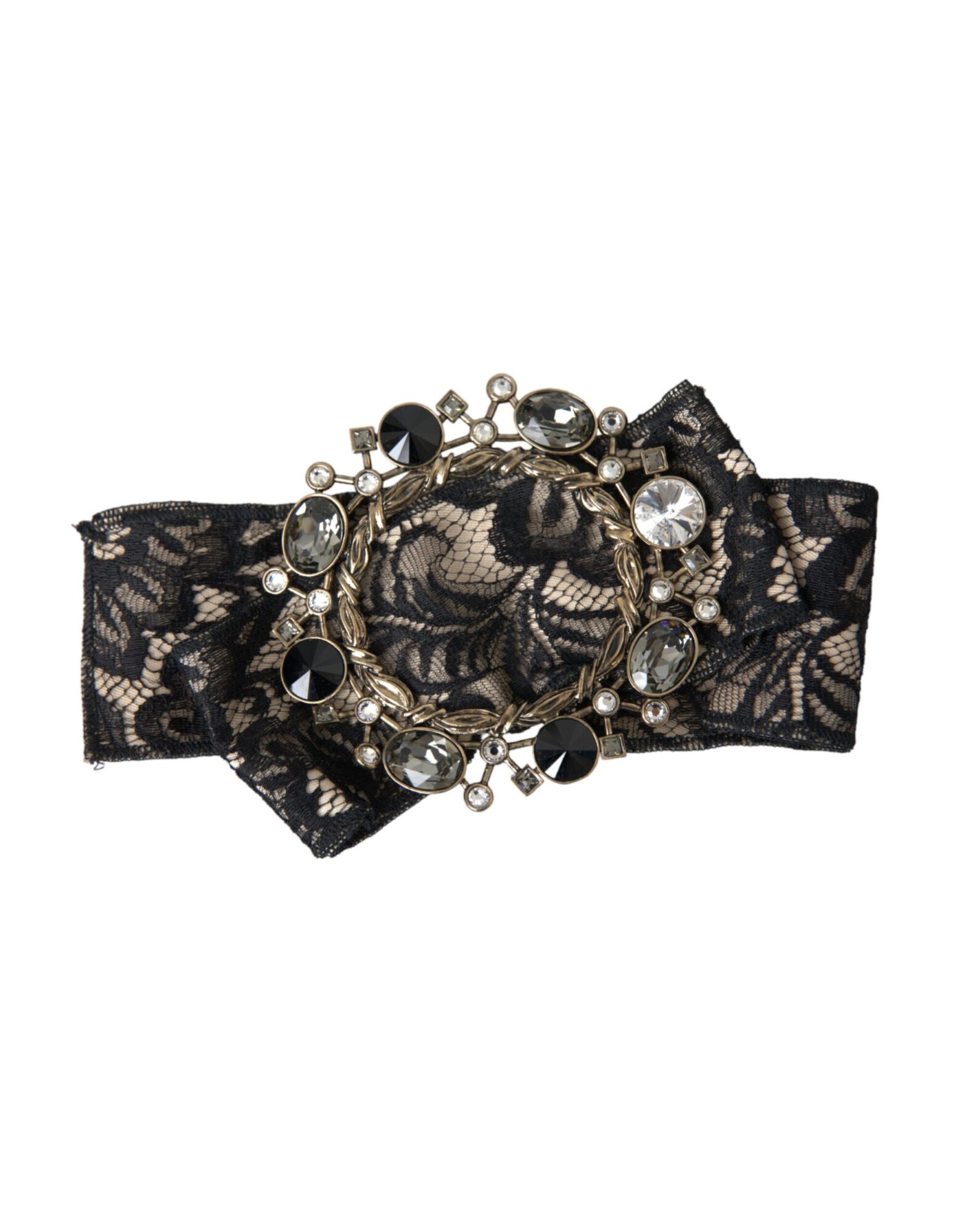 Dolce & Gabbana - Black Lace Crystal Handmade Brooch Hair Pin