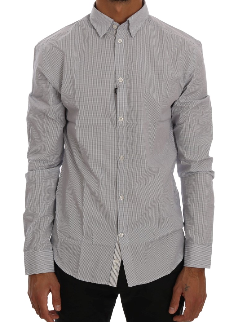 Frankie Morello - White Blue Check Casual Cotton Regular Fit Shirt
