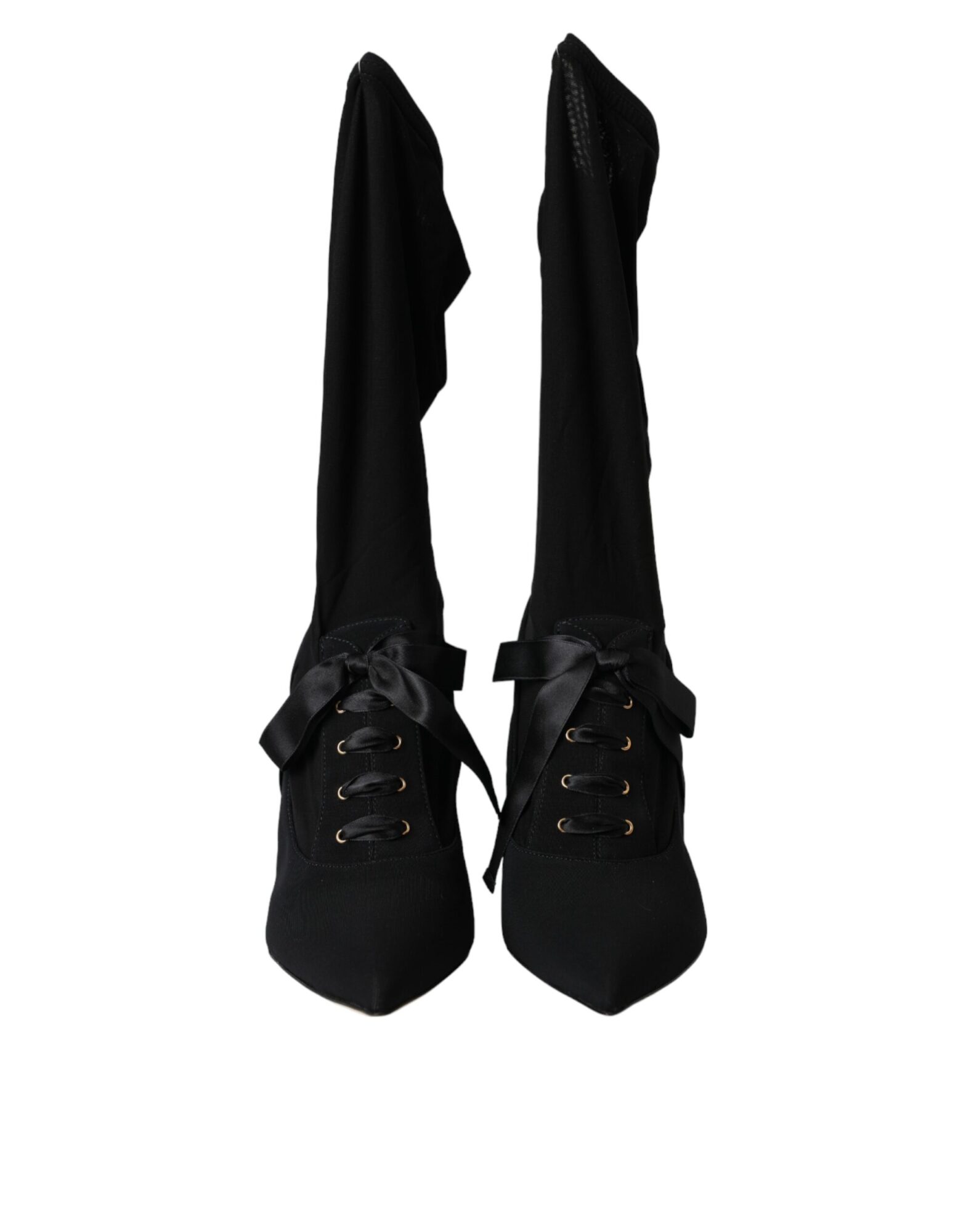 Dolce & Gabbana - Black Stiletto Heels Mid Calf Boots Shoes
