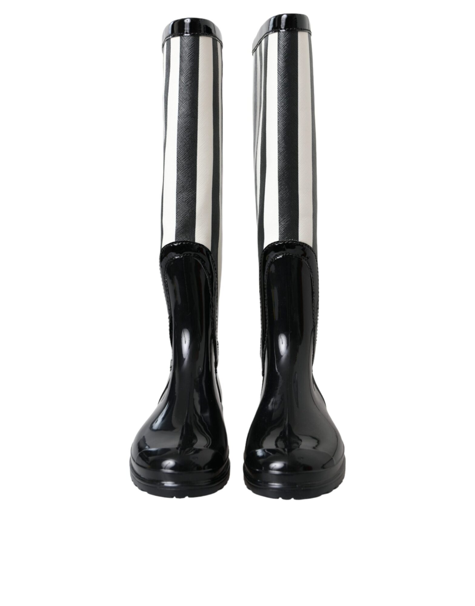 Dolce & Gabbana - Black Rubber Knee High Flat Boots Shoes