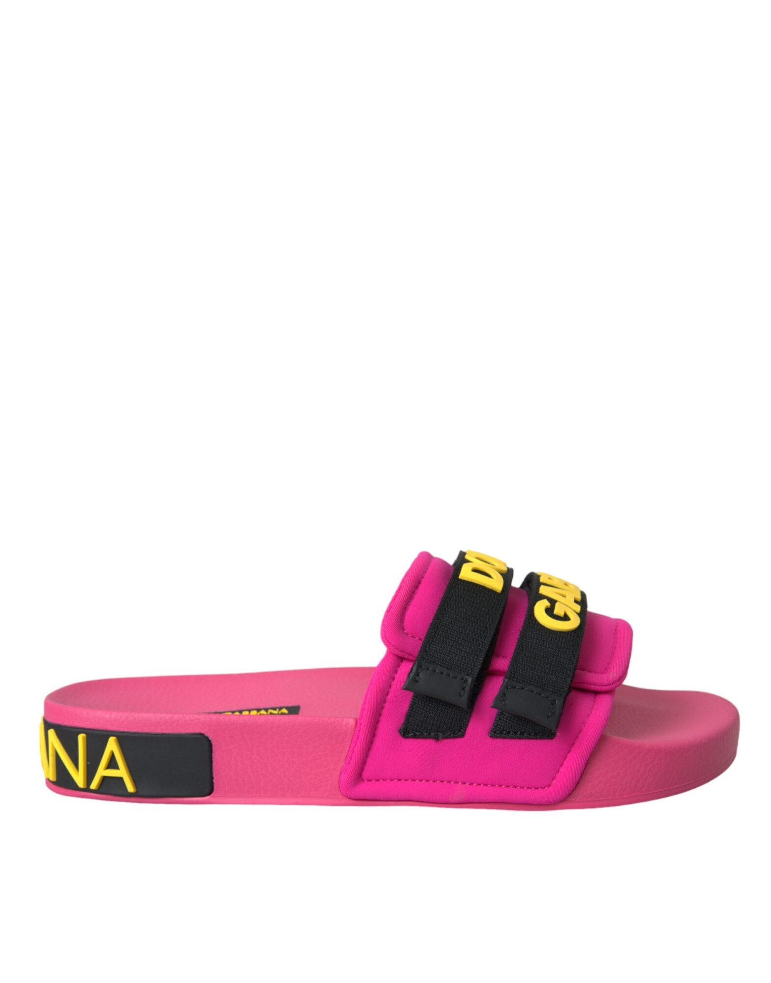 Dolce & Gabbana - Pink Black Logo Beachwear Flats Sandals Shoes