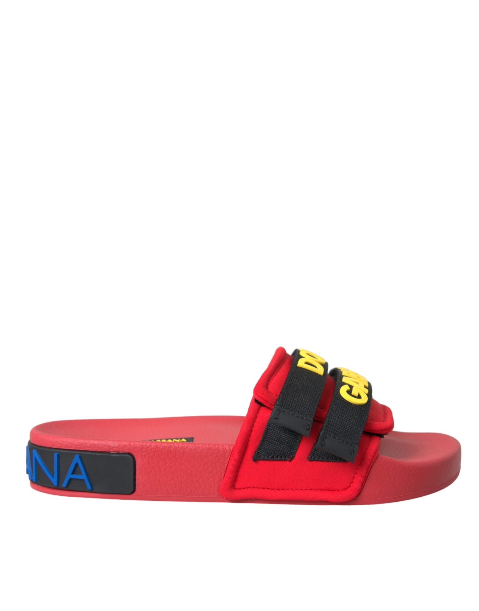Dolce & Gabbana - Red Black Logo Beachwear Flats Sandals Shoes