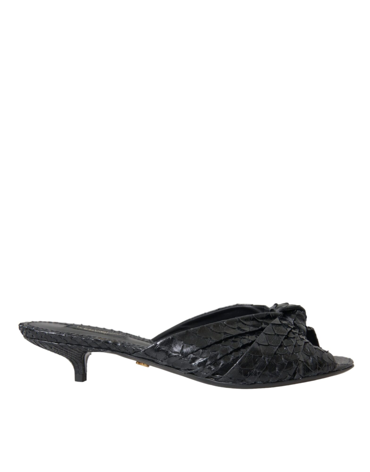 Dolce & Gabbana - Black Exotic Leather Heels Slides Shoes