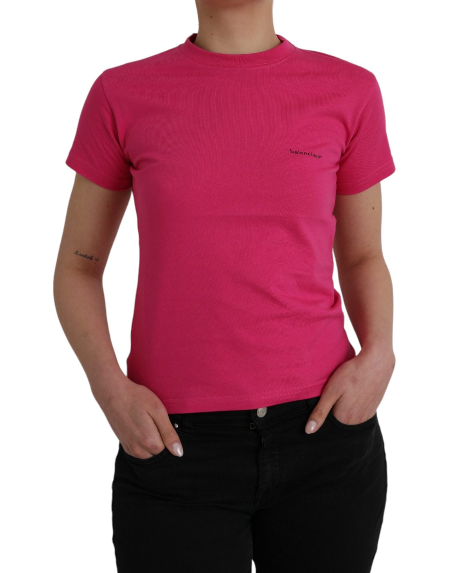 Balenciaga - Pink Cotton Crew Neck Short Sleeves Tee T-shirt