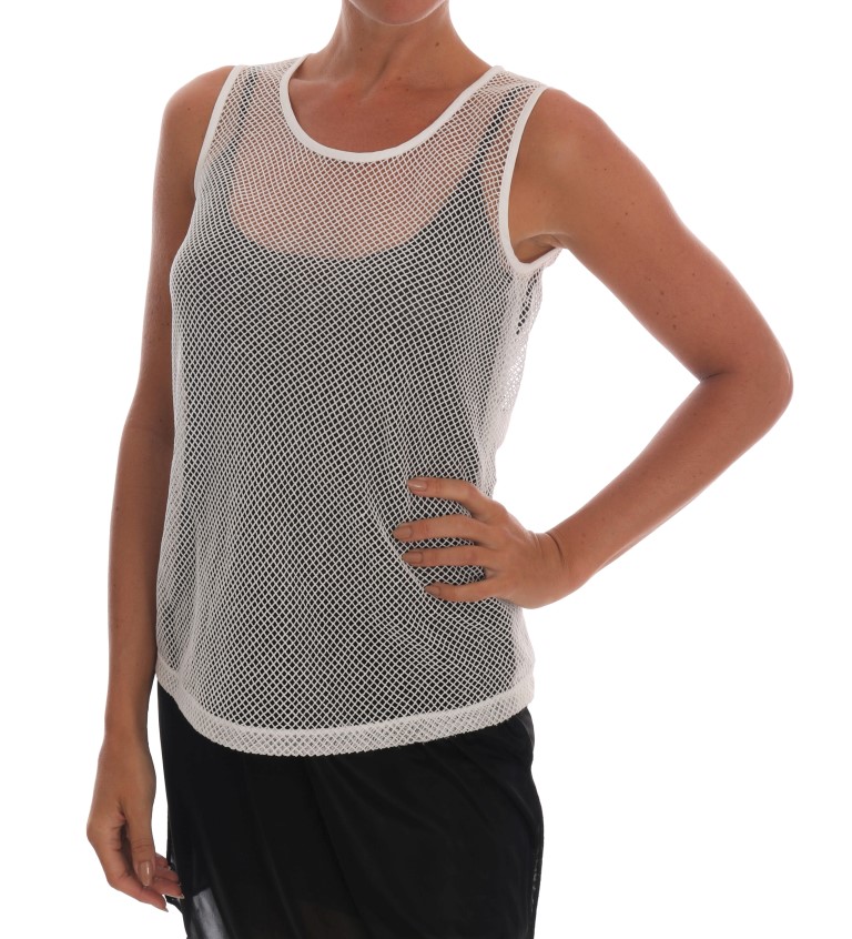 Dolce & Gabbana - White Net Tank Transparent Top