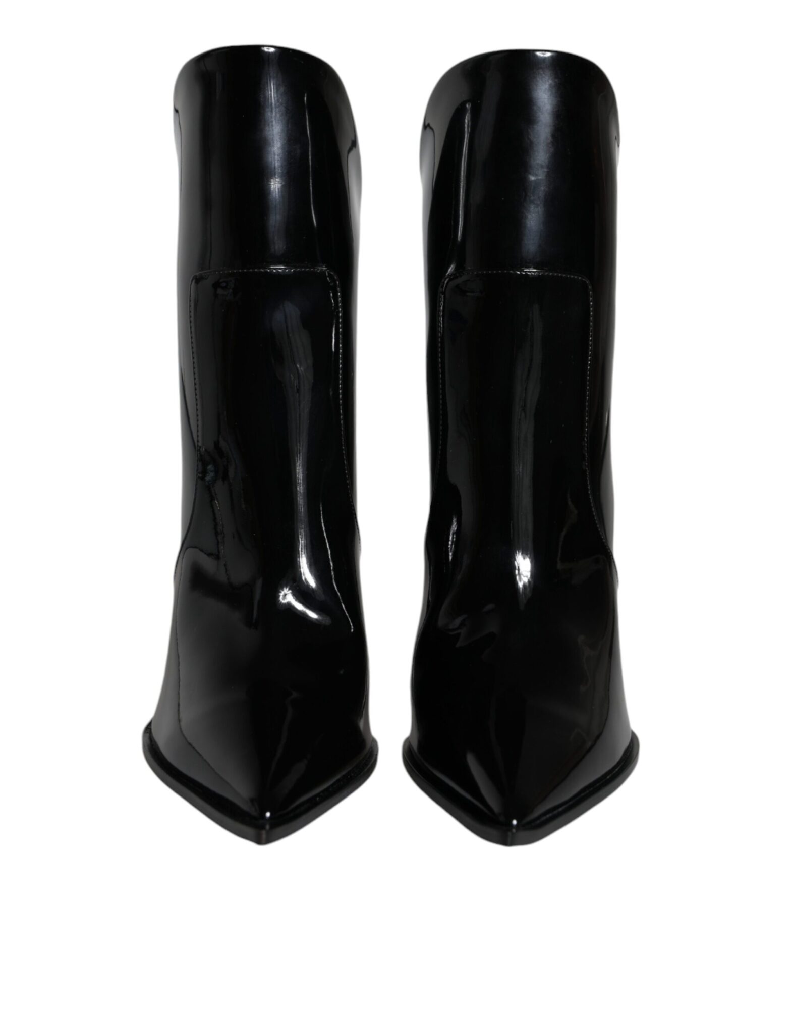 Dolce & Gabbana - Black Patent Leather Pointed Ankle Boots Shoes