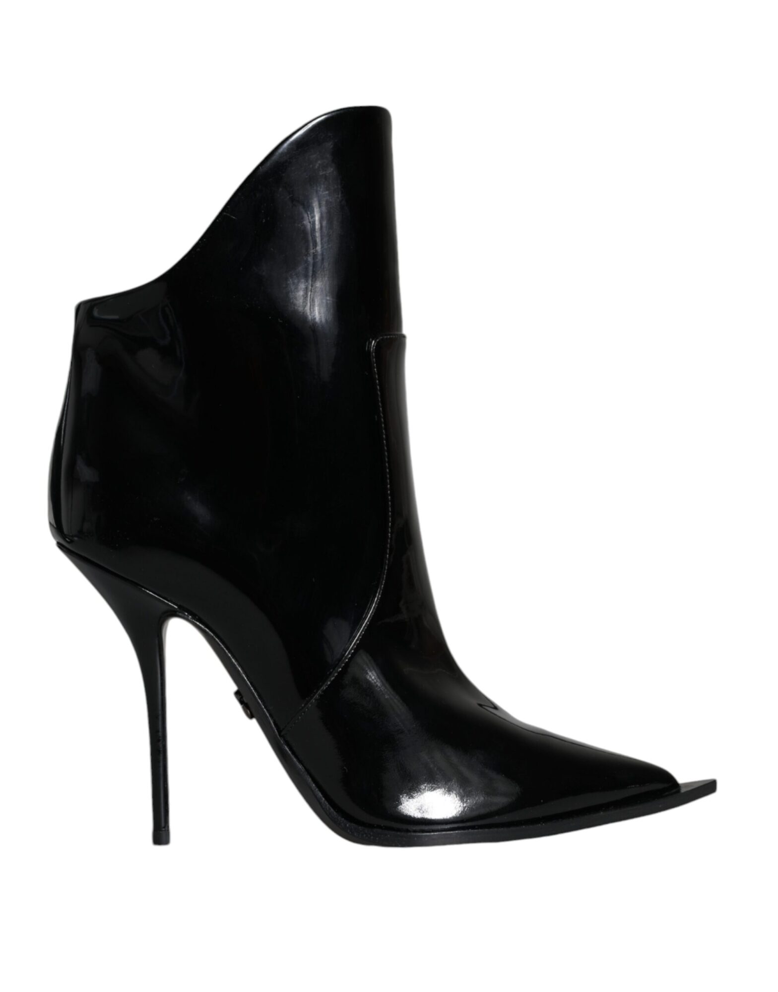Dolce & Gabbana - Black Patent Leather Pointed Ankle Boots Shoes