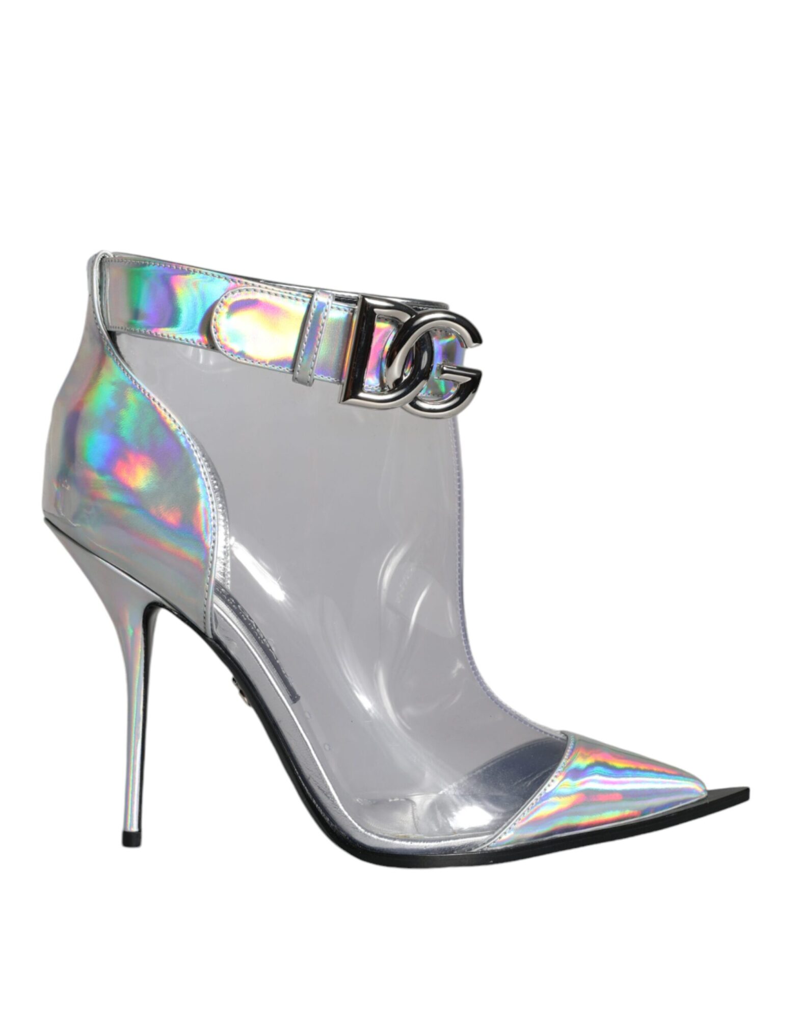 Dolce & Gabbana - Silver Iridescent PVC Pointed Short Boots Shoes