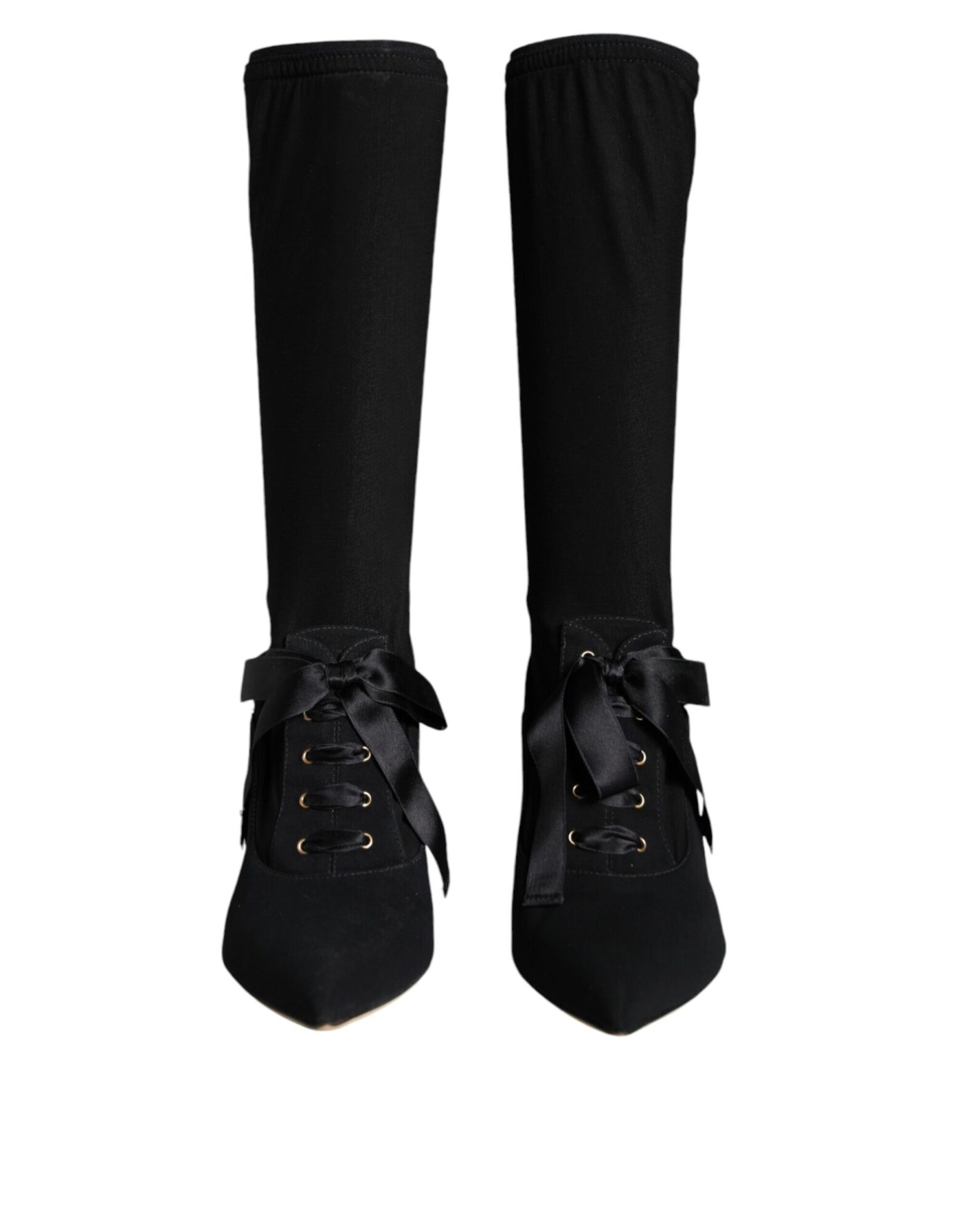 Dolce & Gabbana - Black Stiletto Heels Mid Calf Boots Shoes