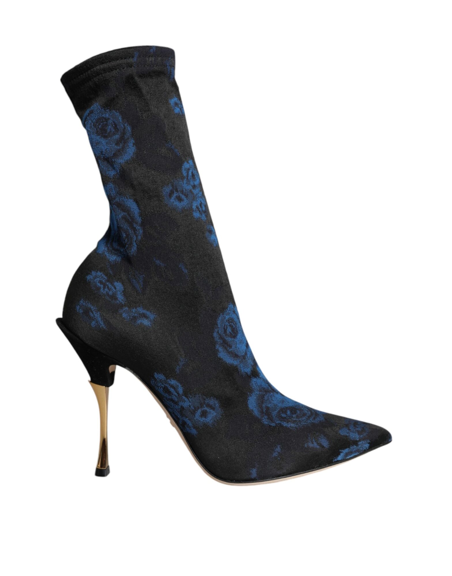Dolce & Gabbana - Black Floral Stretch Mid Calf Boots Shoes