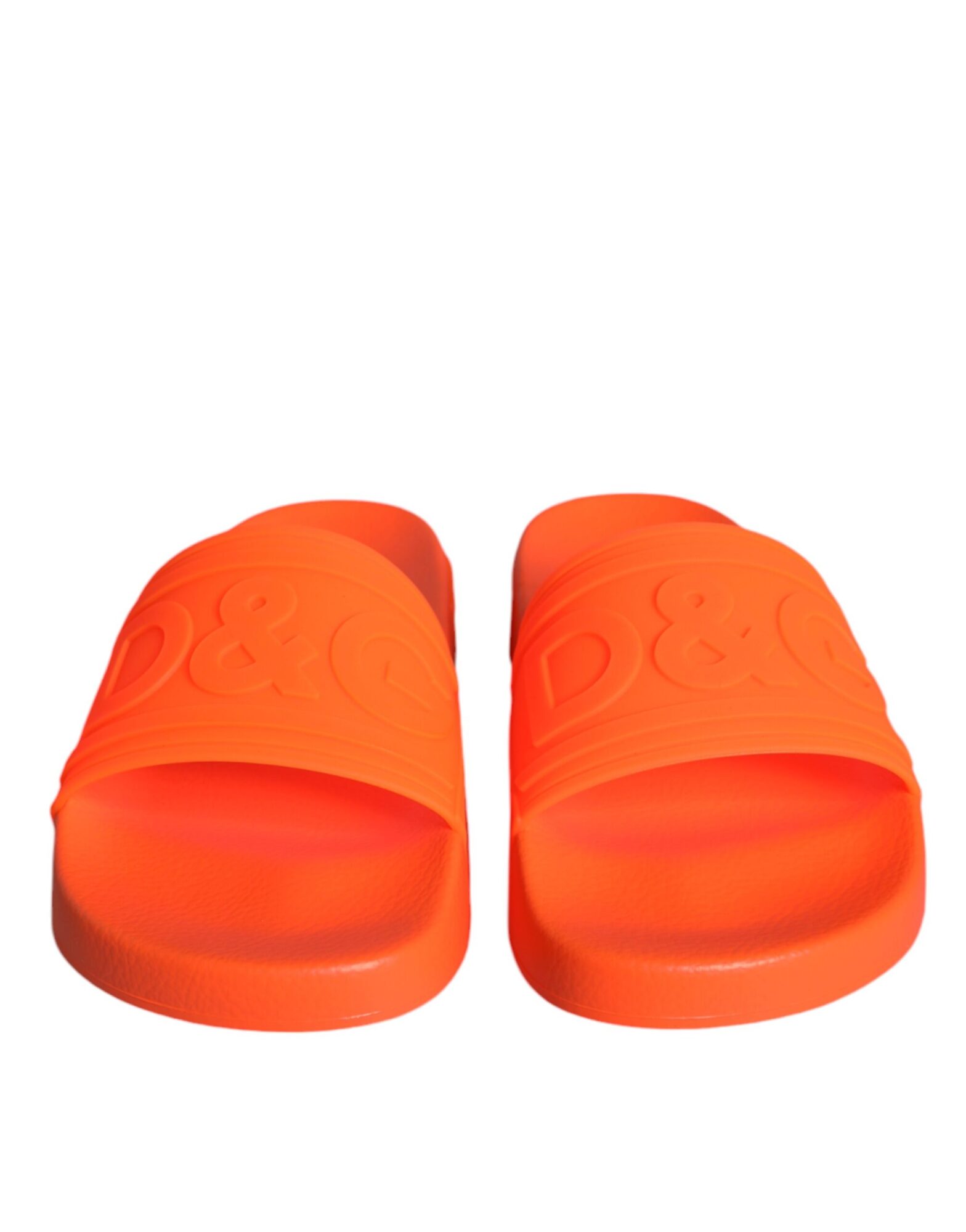 Dolce & Gabbana - Orange Rubber Slides Sandals Beachwear Shoes