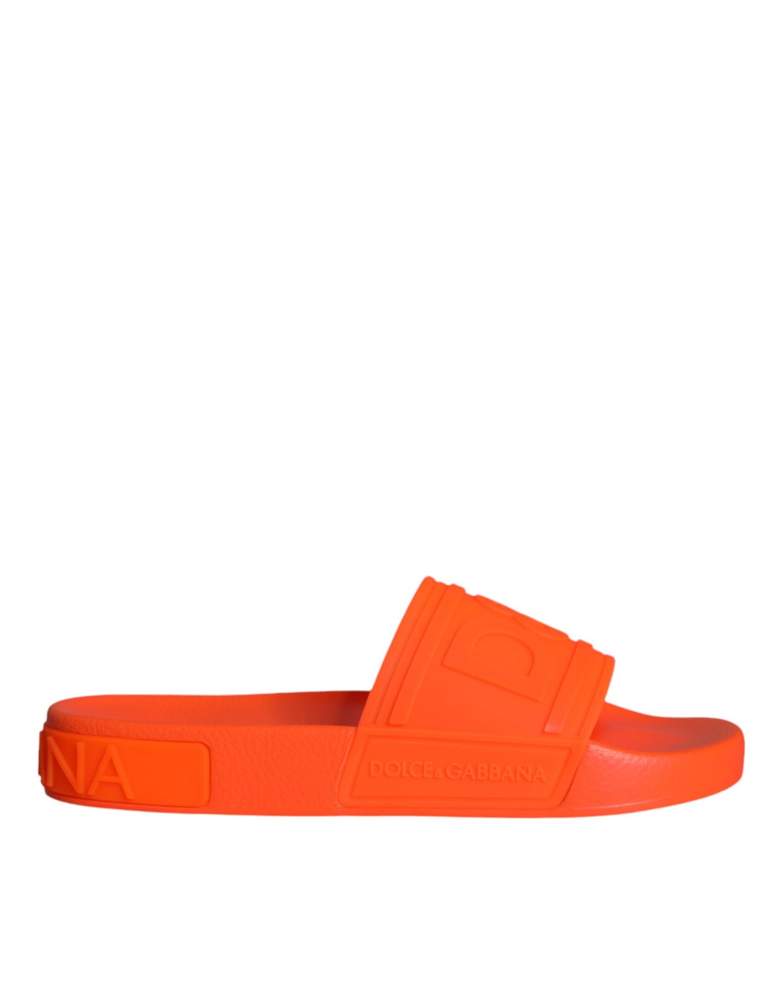 Dolce & Gabbana - Orange Rubber Slides Sandals Beachwear Shoes