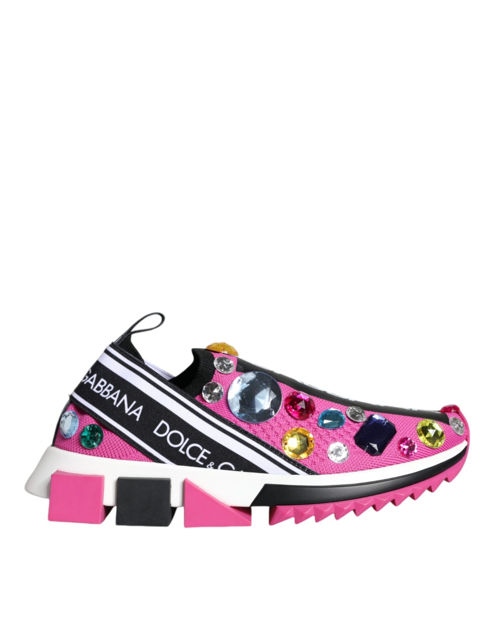 Dolce & Gabbana - Pink Sorrento Crystals Low Top Sneakers Shoes