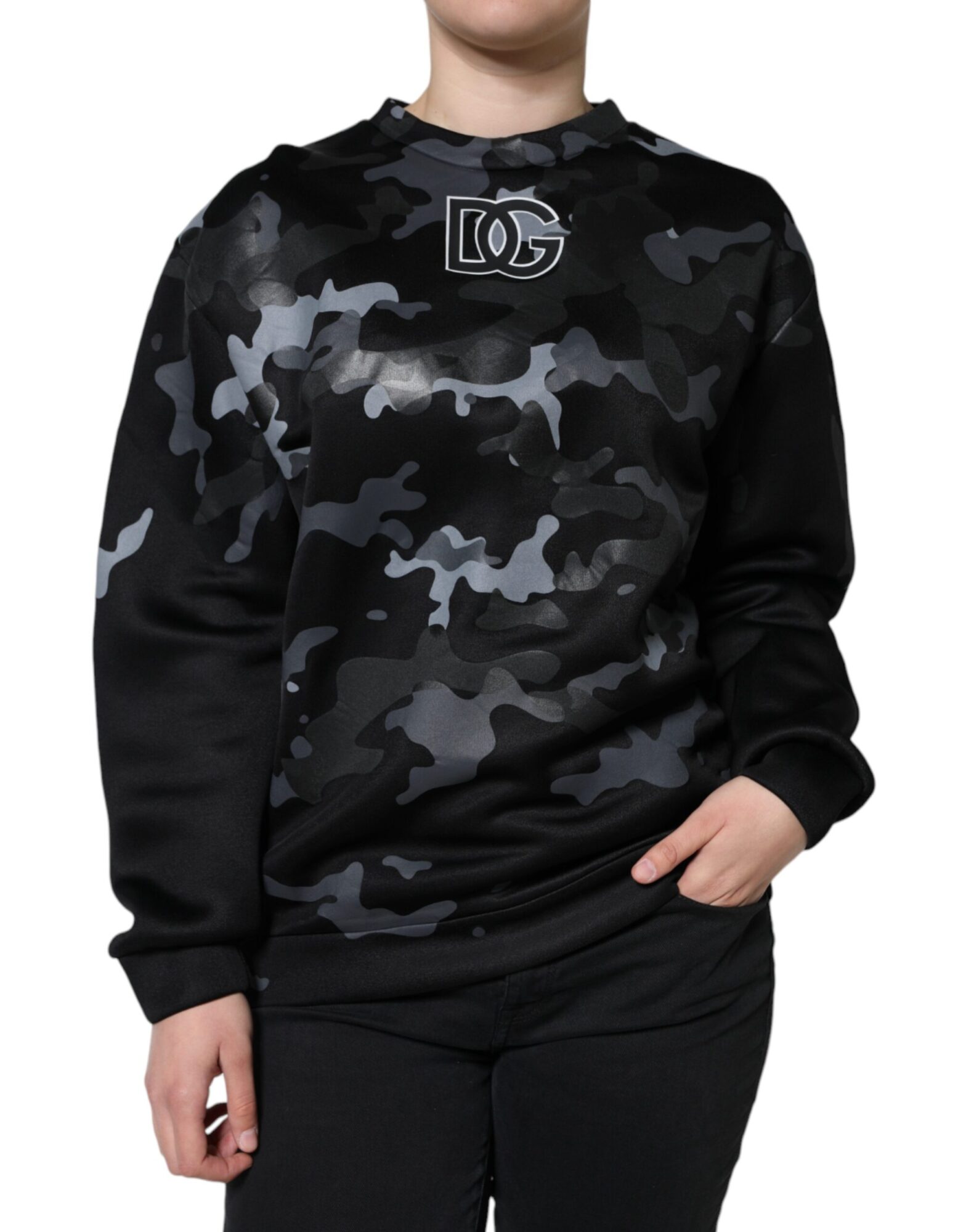 Dolce & Gabbana - Black Camouflage Round Neck Sweatshirt Sweater