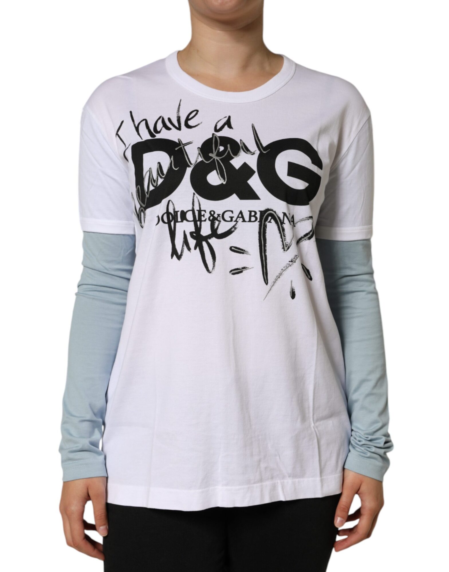 Dolce & Gabbana - White Cotton Logo Print Round Neck T-shirt