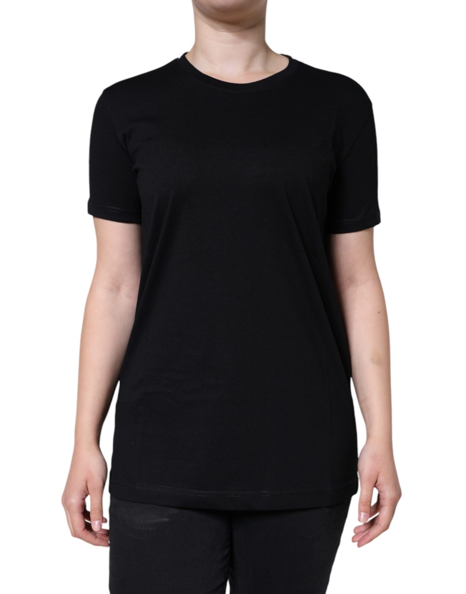 Dolce & Gabbana - Black Cotton Crew Neck Short Sleeve T-shirt