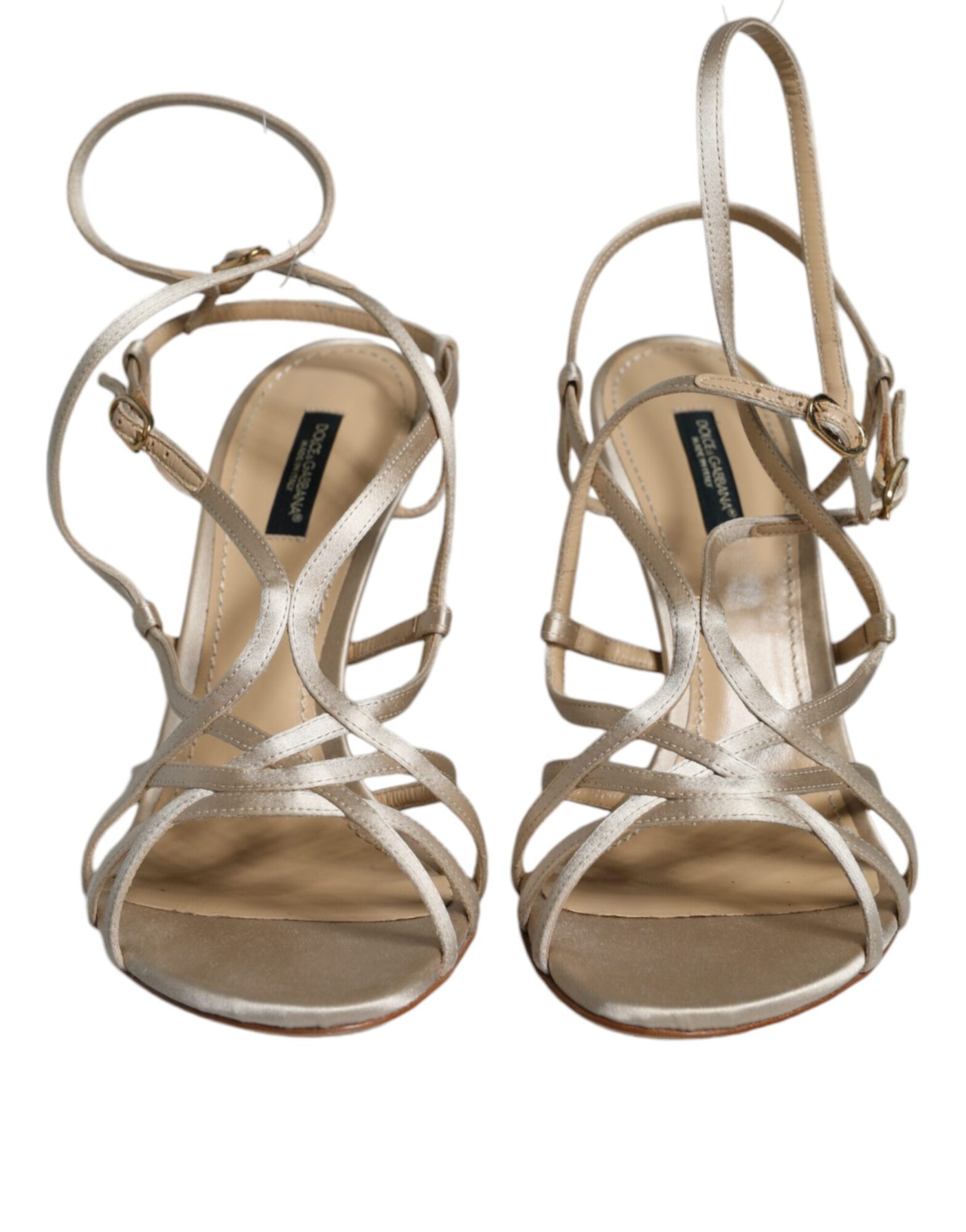 Dolce & Gabbana - Beige Leather Stiletto Heels Sandals Shoes