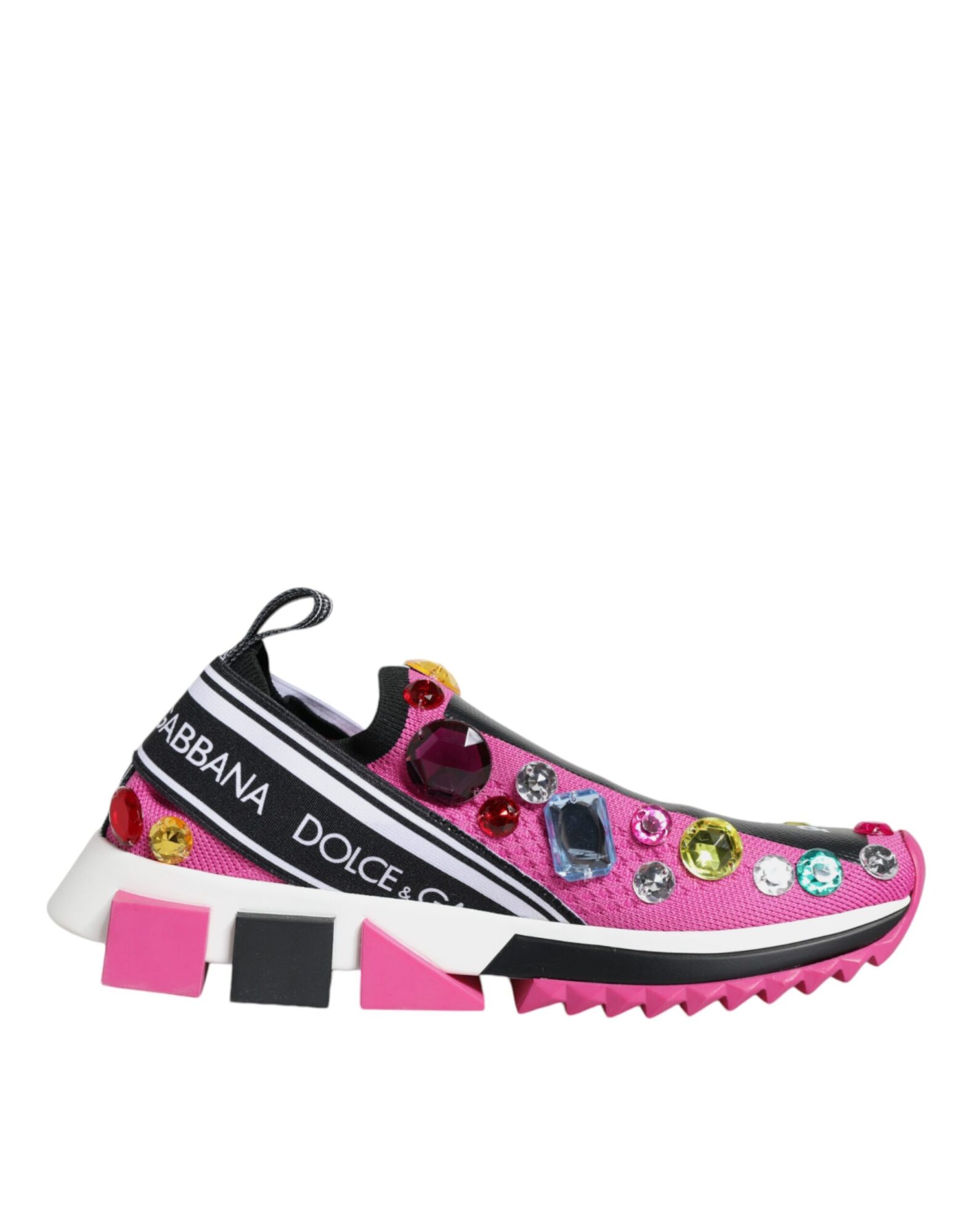 Dolce & Gabbana - Pink Sorrento Crystals Low Top Sneakers Shoes