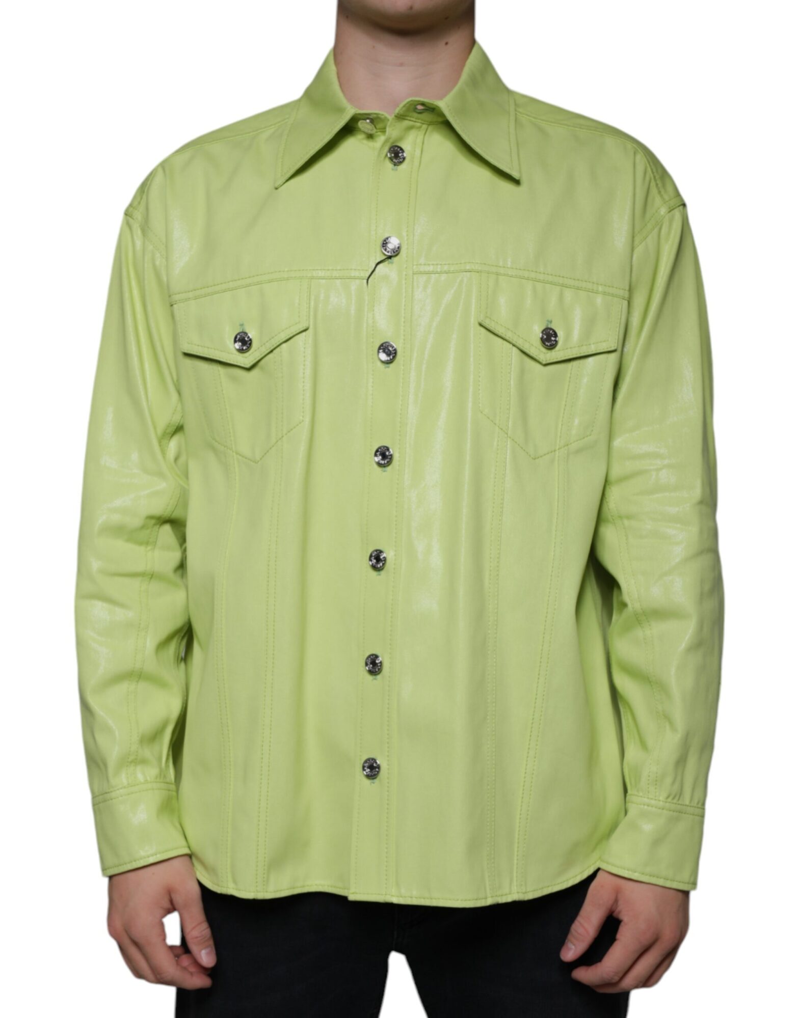 Dolce & Gabbana - Green Cotton Collared Men Button Down Shirt