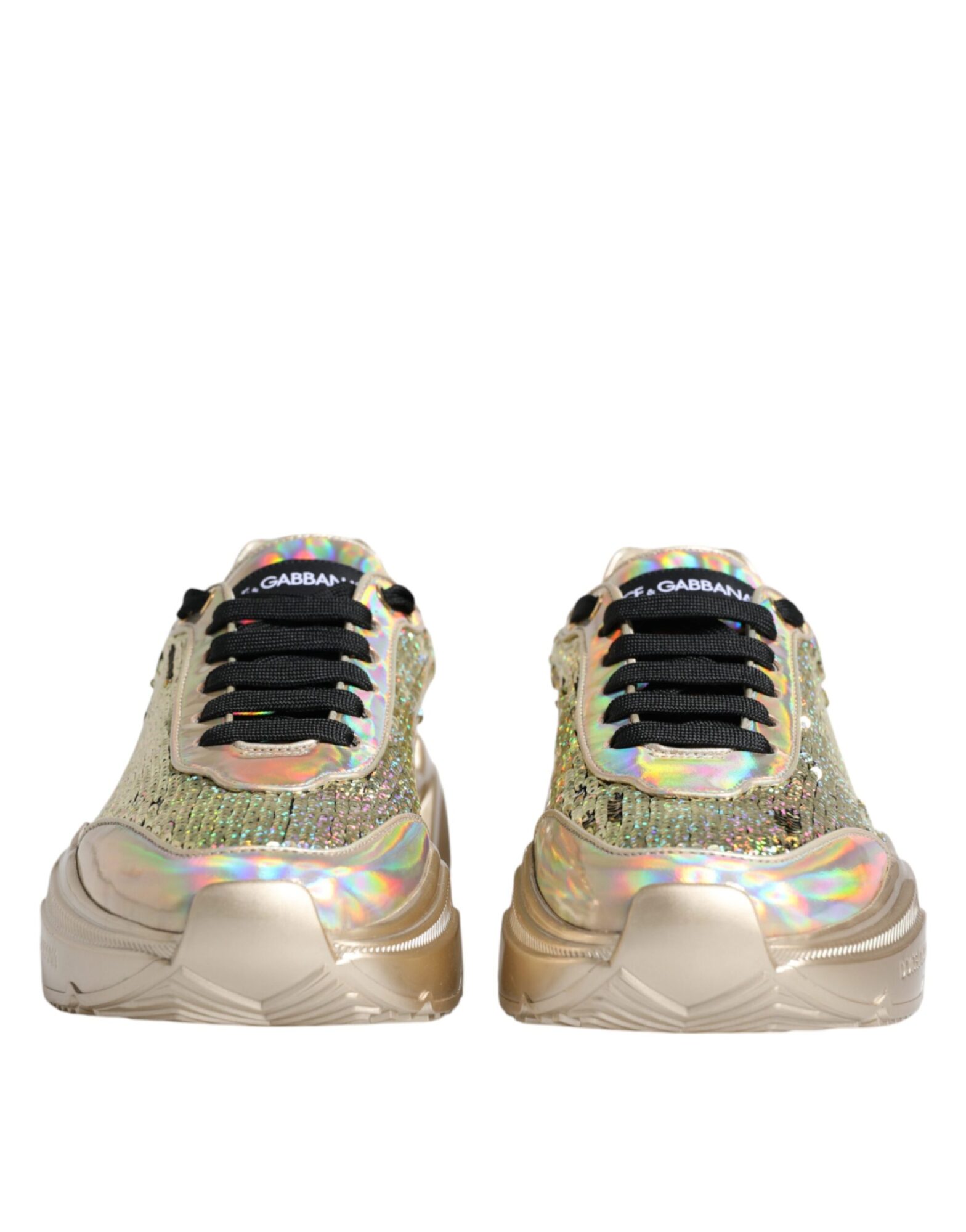 Dolce & Gabbana - Gold Sequin Iridiscent Daymaster Sneakers Shoes