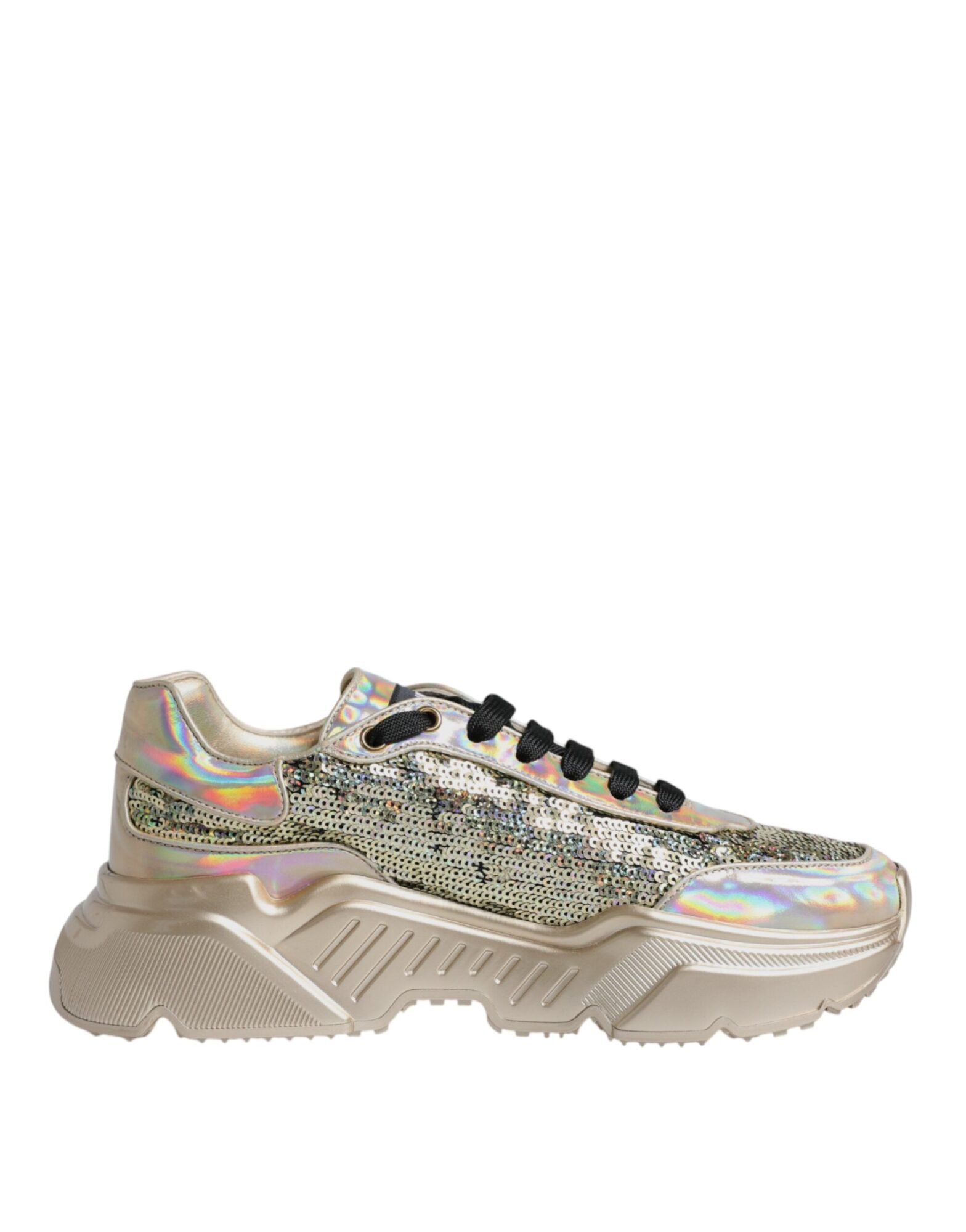 Dolce & Gabbana - Gold Sequin Iridiscent Daymaster Sneakers Shoes