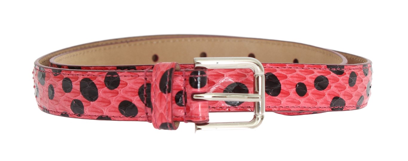 Dolce & Gabbana - Pink Polka Snakeskin Silver Buckle Belt