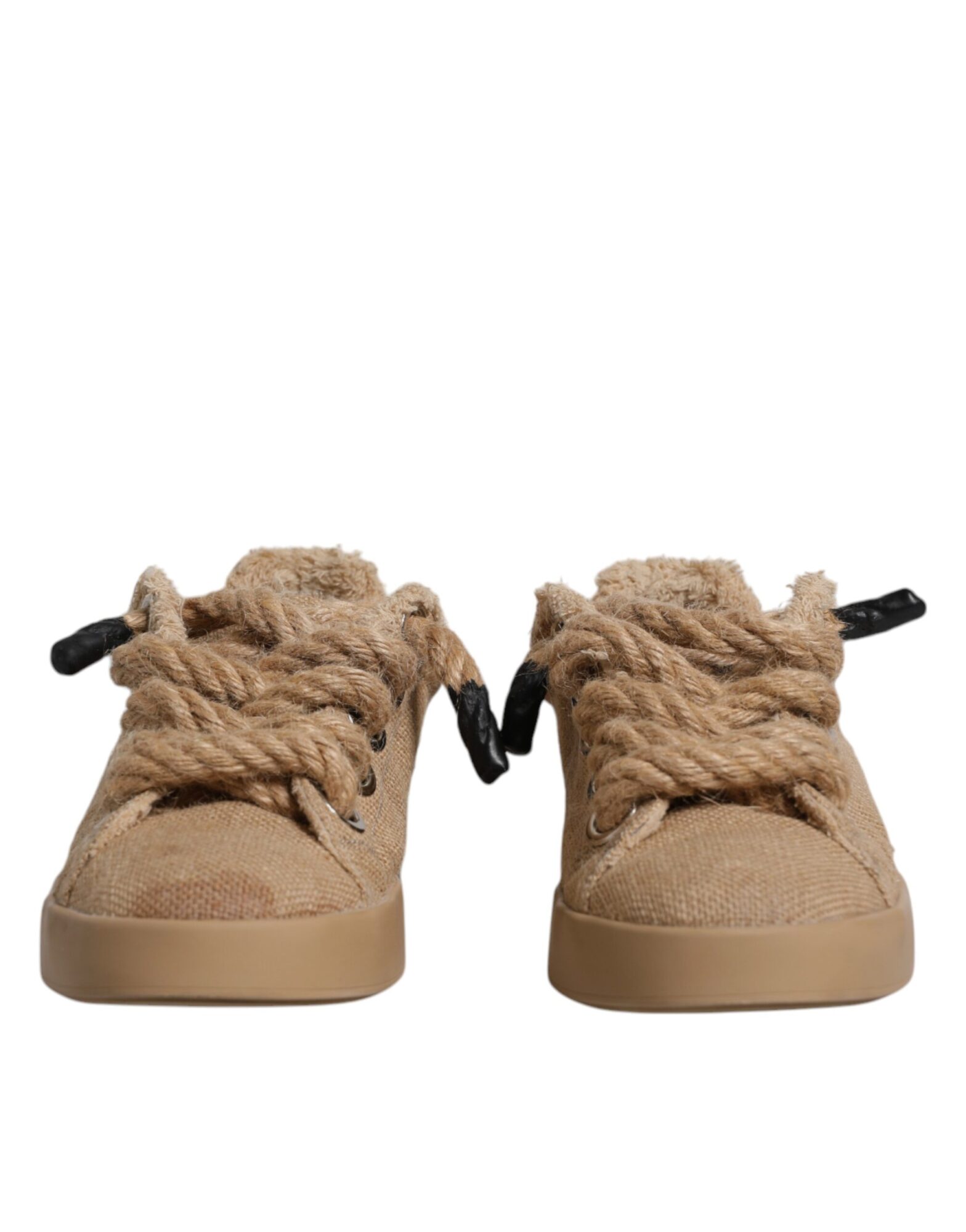 Dolce & Gabbana - Brown Jute Fabric Low Top Men Sneakers Shoes