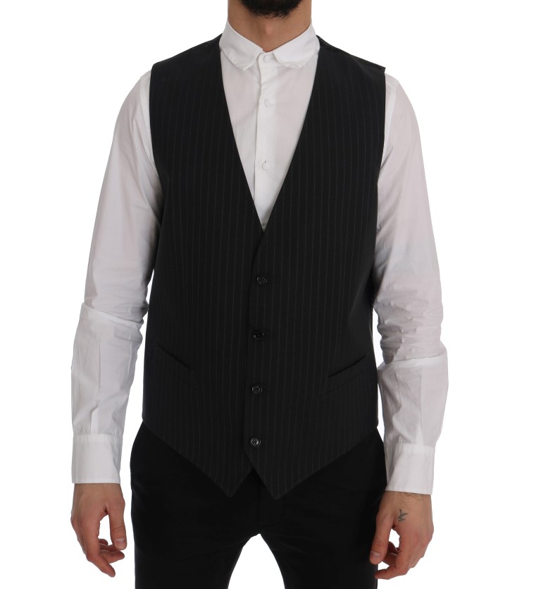 Dolce & Gabbana - Gray STAFF Cotton Striped Vest