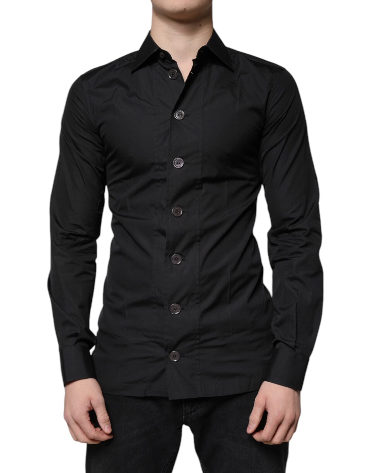 Dolce & Gabbana - Black Cotton Formal Long Sleeves Dress Shirt