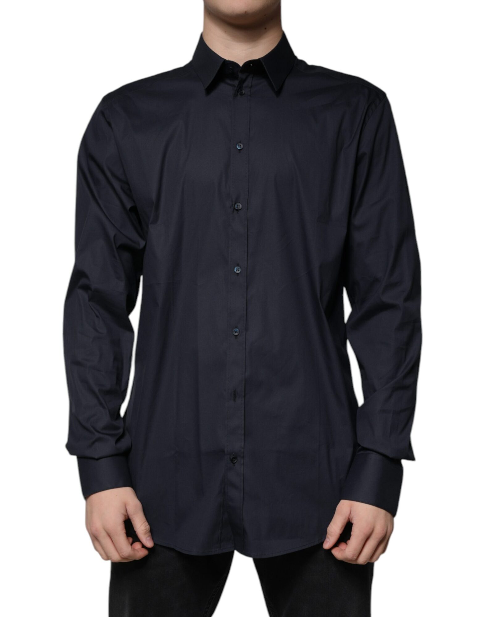 Dolce & Gabbana - Black Cotton Blend Formal GOLD Dress Shirt