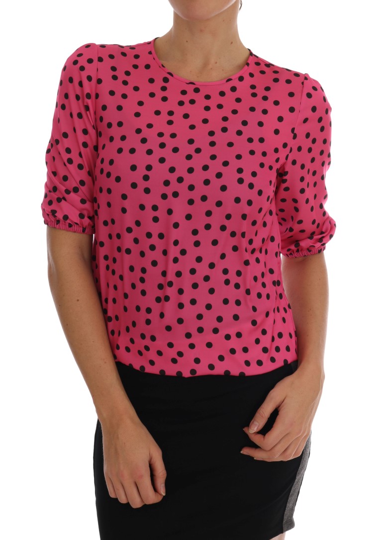 Dolce & Gabbana - Pink Polka Dotted Silk Blouse