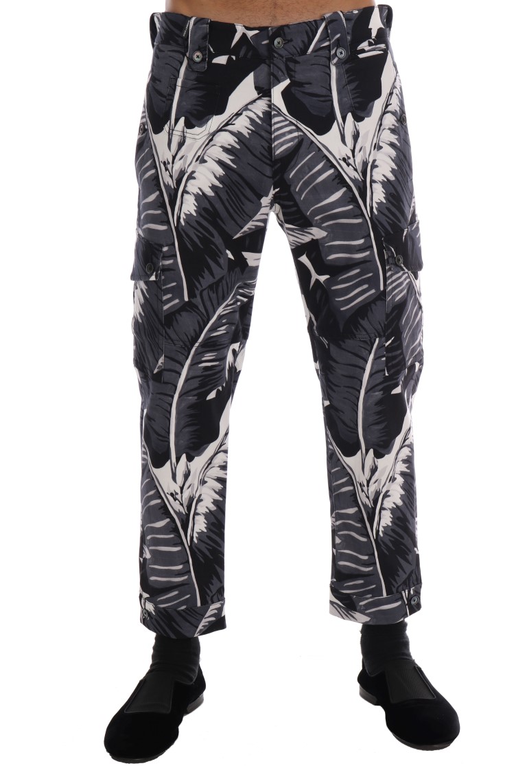 Dolce & Gabbana - Gray Banana Leaf Cotton Pants
