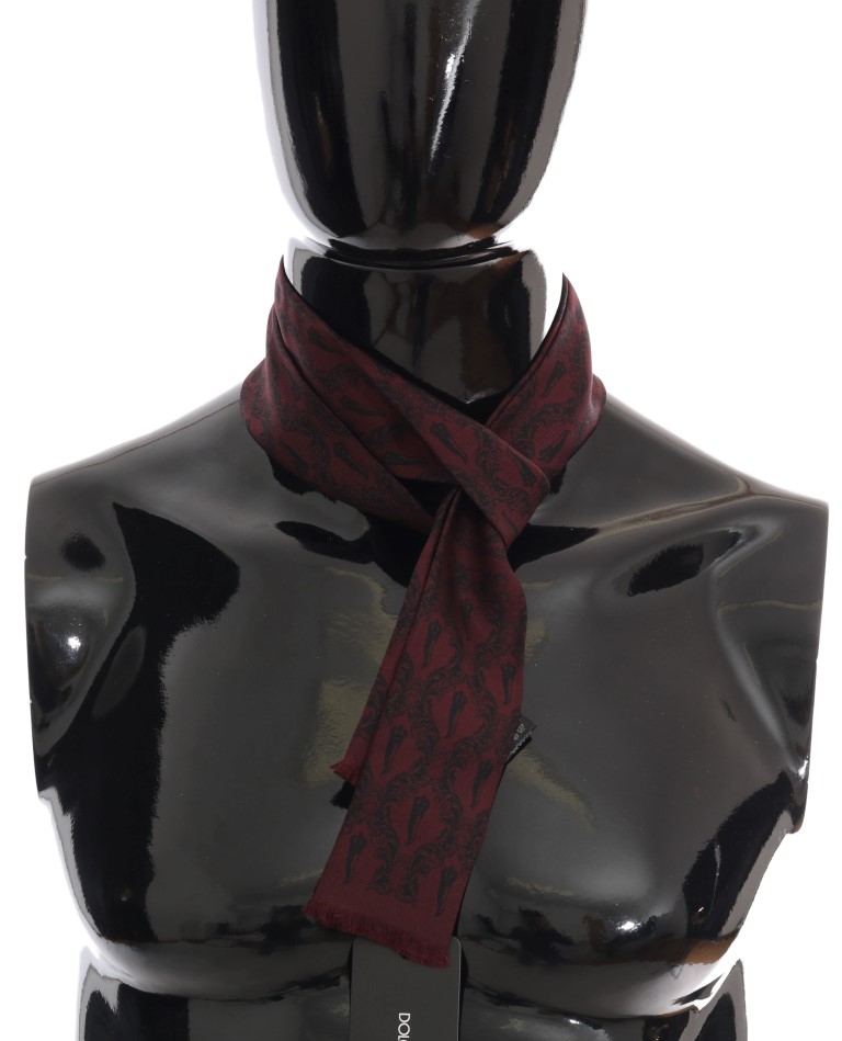 Dolce & Gabbana - Bordeaux Silk Crown Chili Scarf